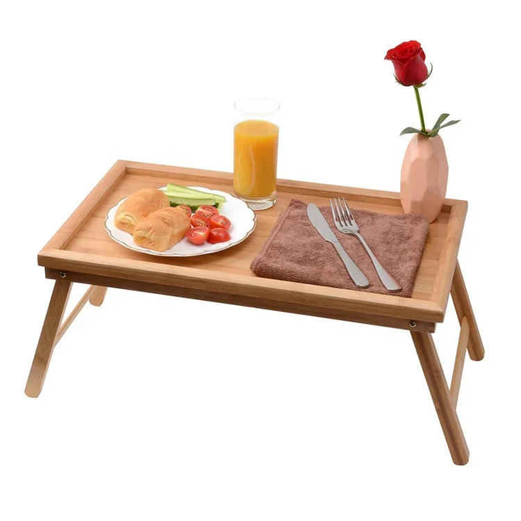Bed Tray with Foldable Legs Great for Laptops,Bamboo Table Suitable for Breakfast and Snack locks in place perfectly by