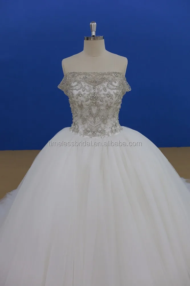 New arrival off shoulder heavy beaded embroidery corset ball gown wedding dress factory direct