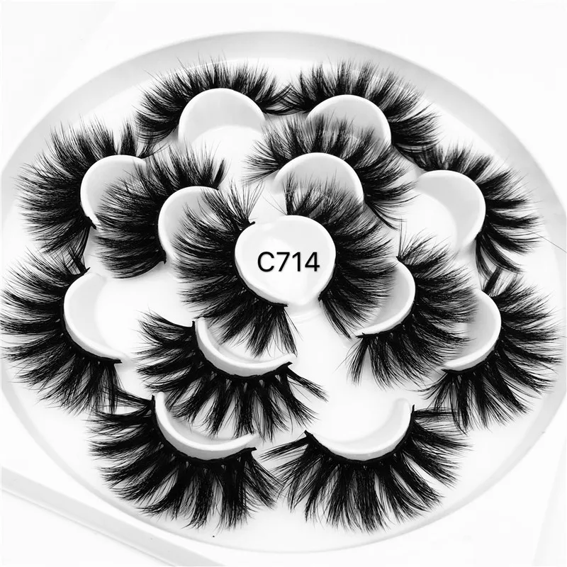 wholesale False Eyelashes 7 Pairs Full Strip Mink Lashes 100% Handmade Custom Packaging Natural 3d Fluffy Lashes Eyelashes