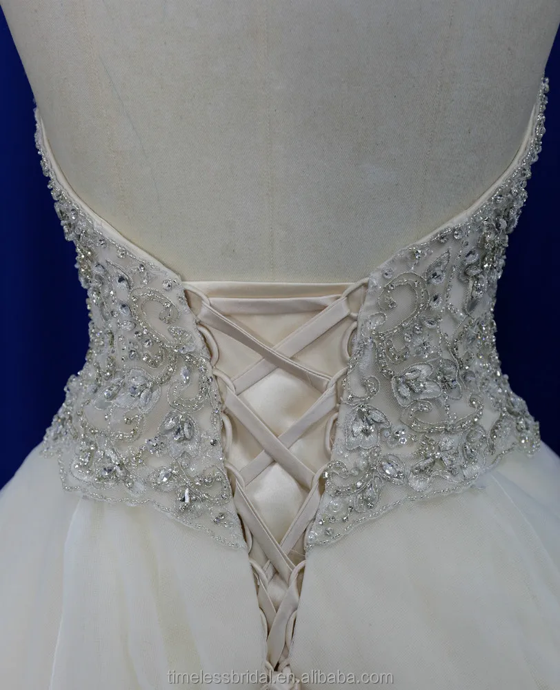 Strapless embroidered bodice puffy skirt saudi arabian wedding dress real sample