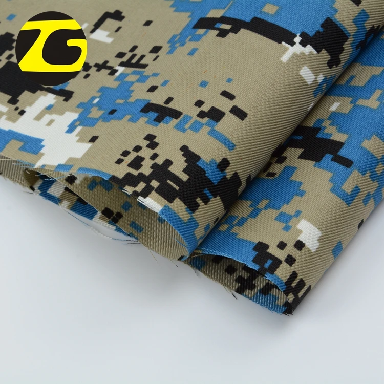 
Shaoxing textile supplier smooth camouflage printed cotton gabardine overall fabric 