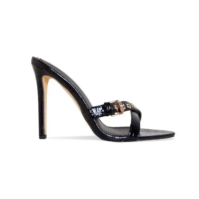 Factory customized new lady shoes stiletto heels genuine leather high heel slippers