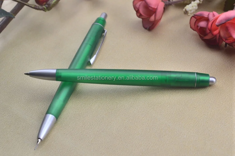 plastic pen and mechanical pencil set metal clip with case