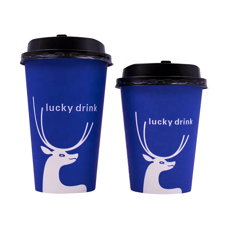 Customized Print Logo Compostable Coffee Cups 8oz 12oz 14oz 16oz 22oz Paper Glass for Hot Drink