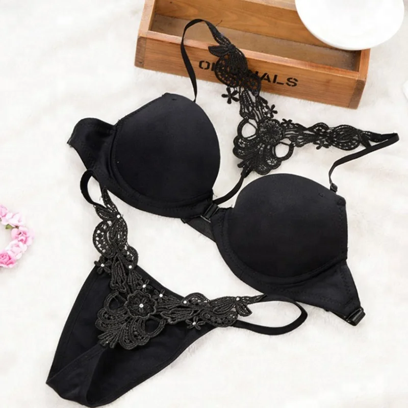 
High quality solid Color sexy lingerie bra and panty set 