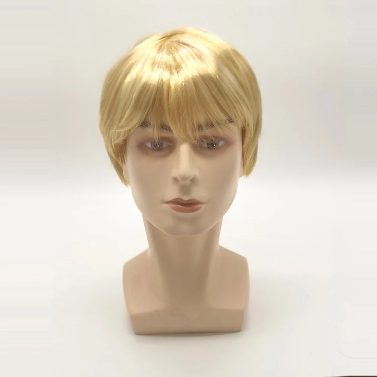 
Cheap synthetic blond short hair wig men 