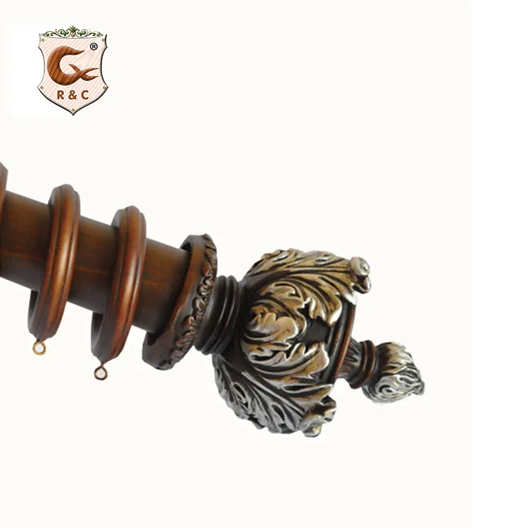 manufacturer modern high quality retro roman style wooden curtain pole wood curtain rods for windows