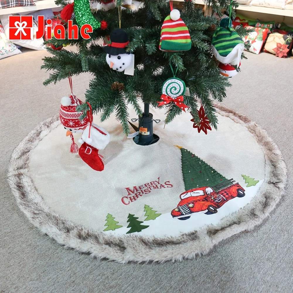 Christmas Linen Tree Skirt Decoration Guangzhou Wholesale Market Decoration Supplies Elk Navidad Gift