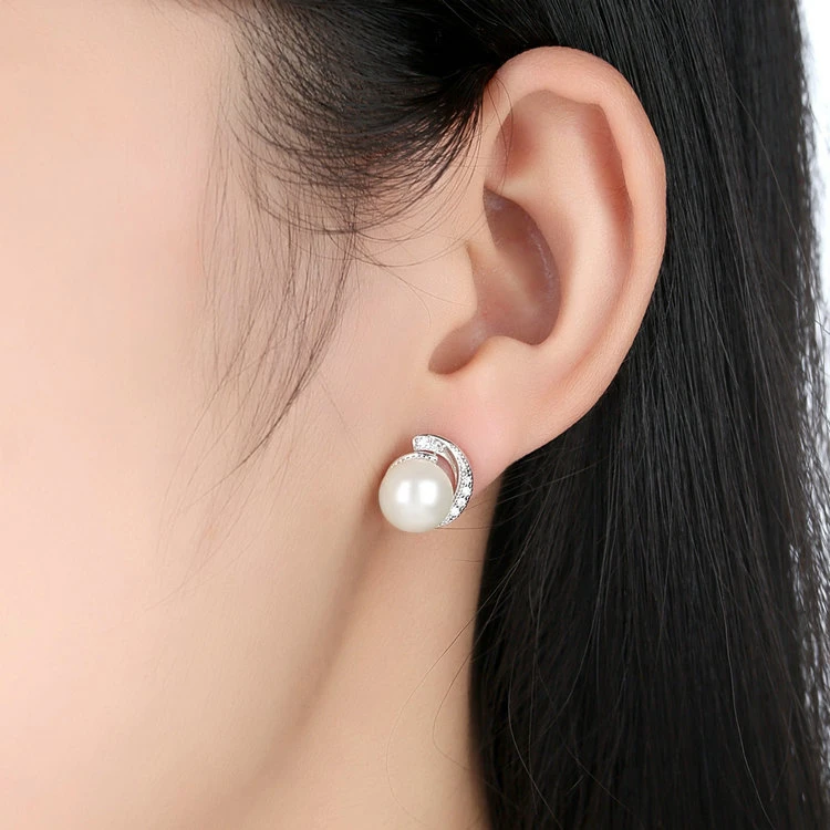 Qings Freshwater Pearl Earrings 925 Sterling Silver Pearl Earrings With Modern Design