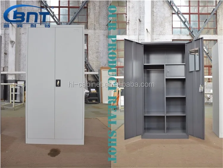Hot Selling Modern Style Office Metal 2 Doors Wardrobe With Mirror