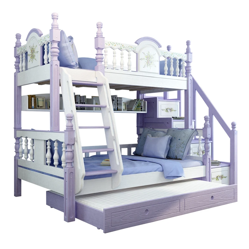 Foshan modern oak wood bunk beds kids bedroom furniture sets for boys & girls