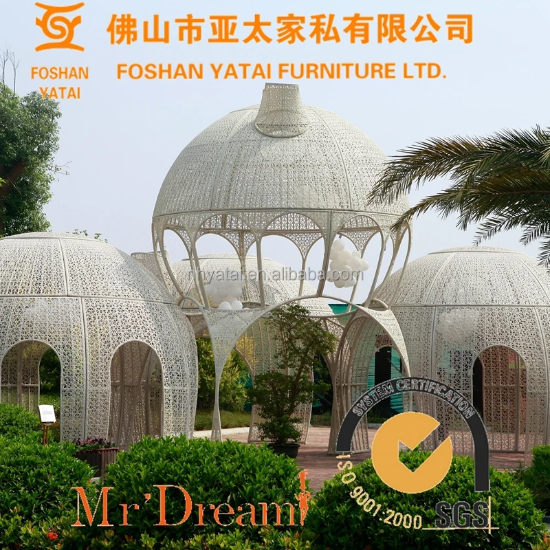 Mr Dream luxury designer outdoor patio poly rattan wicker babylon gazebo for hotel and garden