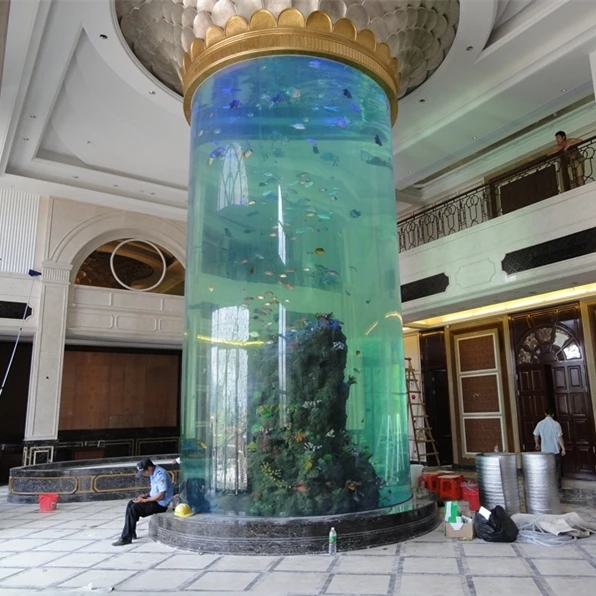 big cylinder acrylic aquarium fish tank