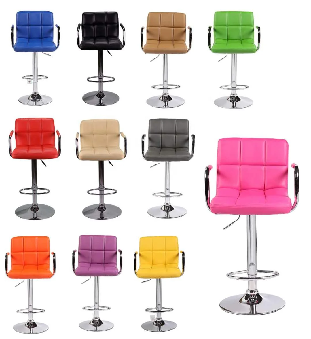 
PU leather or Velvet Adjustable Swivel Chair Industrial Furniture Kitchen Bar Stool Chair with Back 