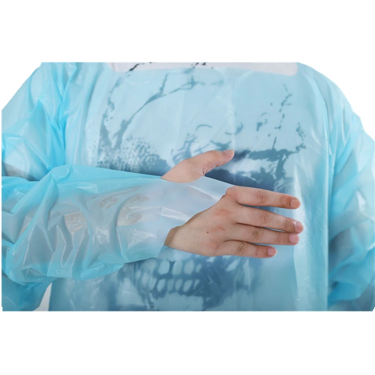 AAMI 2 Disposable CPE gown with thumb hook waterproof  CPE gown