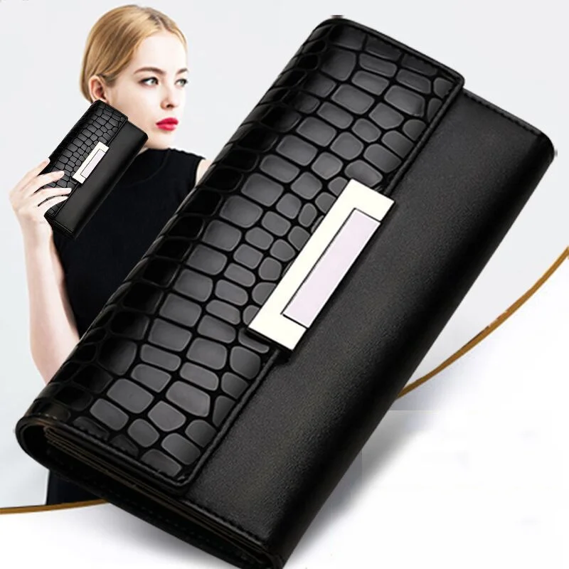 Crocodile Fashion Womens Leather Purse Wallets Genuine Leather Long Design Ladies Clutch Bag Wallet Fashion Female Purse
