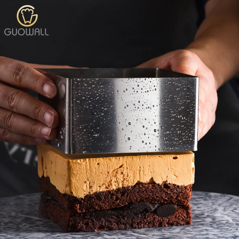 6/8/10cm Stainless Steel Square Shaped Mousse Cake Mould Set Of 3Pcs Dessert Ring With Different Sizes Cake Tools
