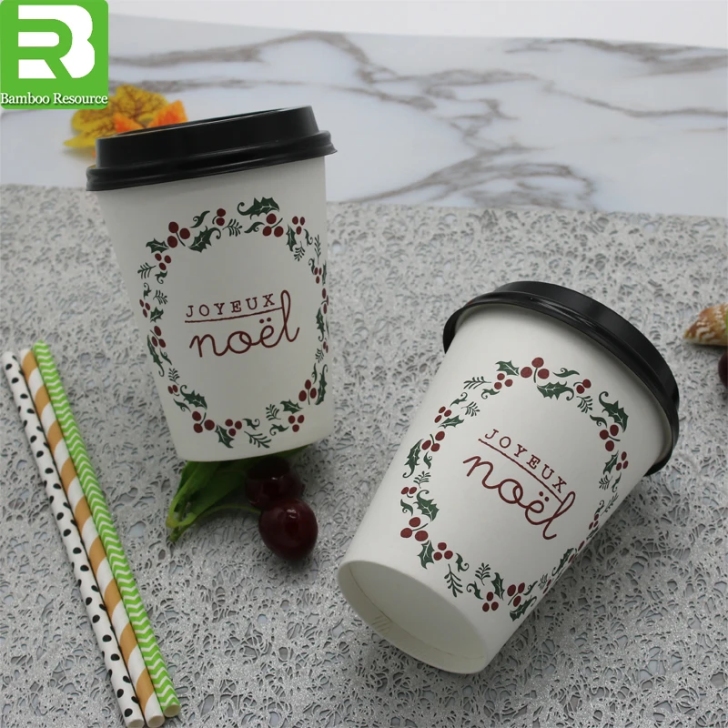 Custom logo Printed Disposable Single Wall tasting Paper Coffee Cup elegant with Lids