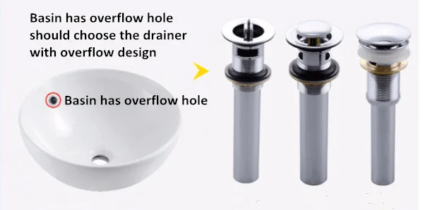Bathroom Faucet Vessel Vanity Sink Pop Up Drain Stopper with Overflow