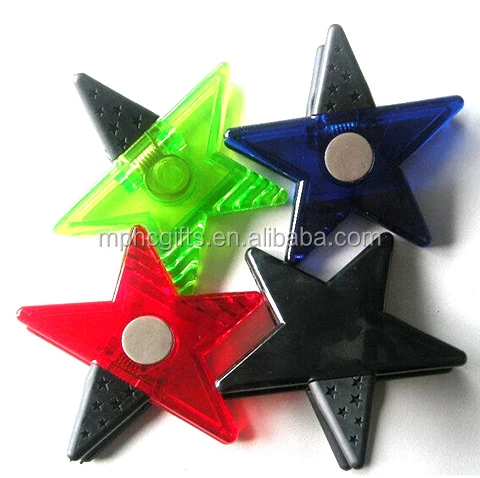 
Star Shaped Transparent Plastic Memo Clip with magnet 