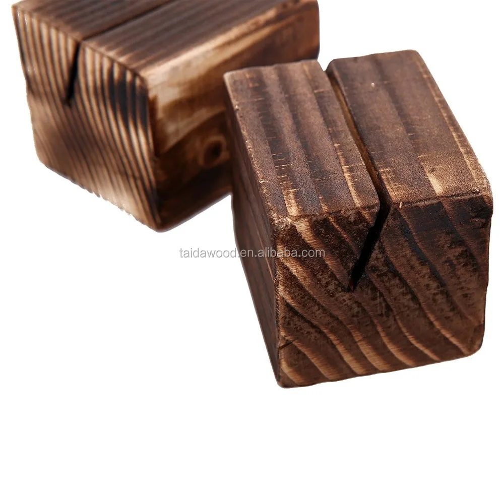 Rustic Wood 2 Inch Place Card Holders, Table Number Stands