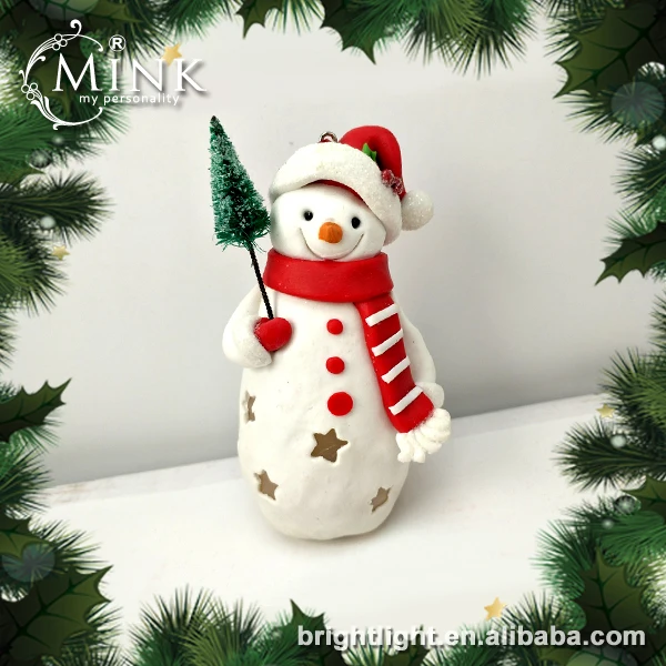 Santa/ Snowman/ Reindeer with warm LED light polymer christmas ornaments