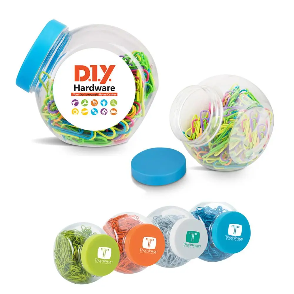 Cheap mini size office supplies table see-through PP Plastic candy vase screw up lid paper document file note clip organizer