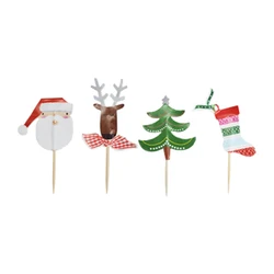 20pcs Picks Christmas Sticks Art Toothpicks Cupcake/Cake/Pie Toppers Party Decoration Xmas Signs Tree/Santa Claus/Elk/Sock prick