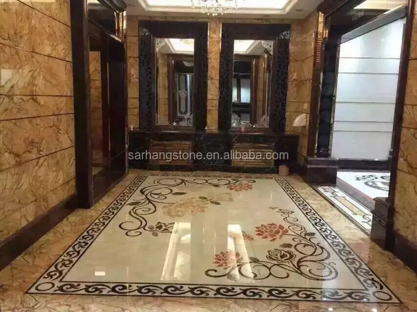 
waterjet marble flowers tile design floor 