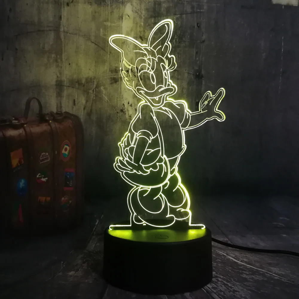 Remote Control Lovely Girls Cute Daisy Duck Donald Lover 7 Color Change 3D LED Night Light Child Desk Lamp Birthday Christmas