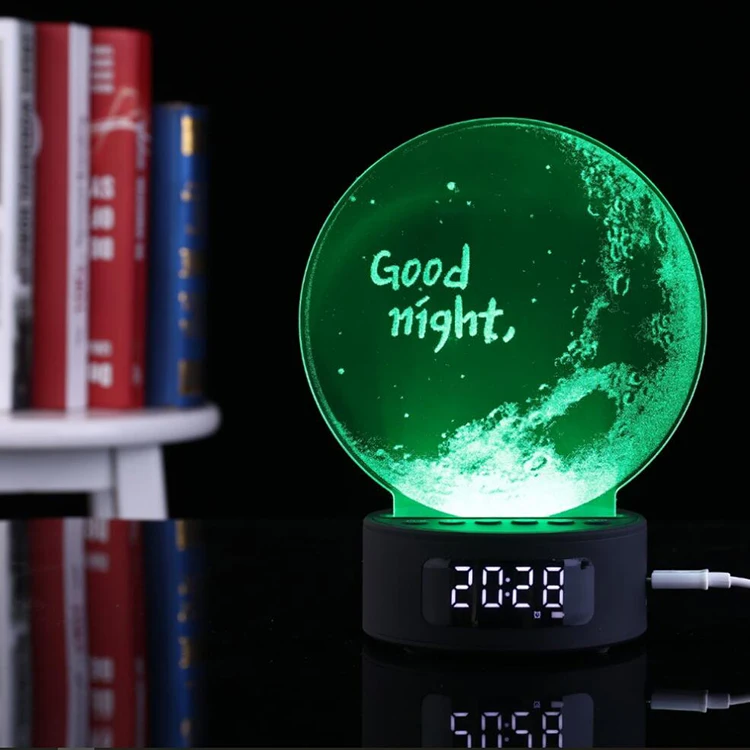 Mini moon desk table night lamp, acrylic light alarm unicorn night light