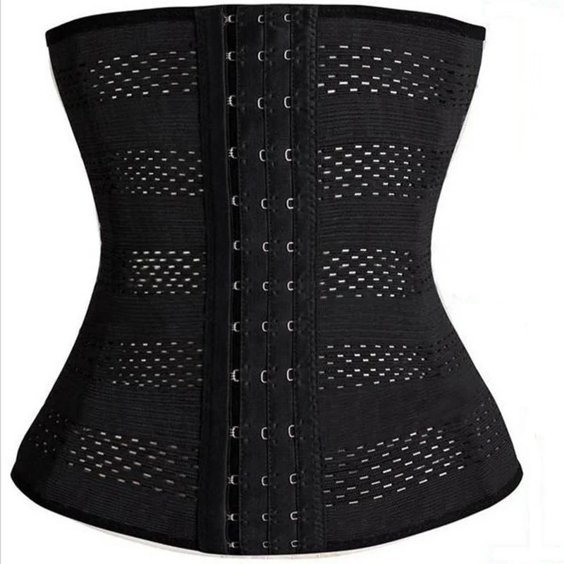Affordable Best Adjustable Slim Steel Bone Workout Black Latex Corset Waist Trainer Cincher Shaper Vest