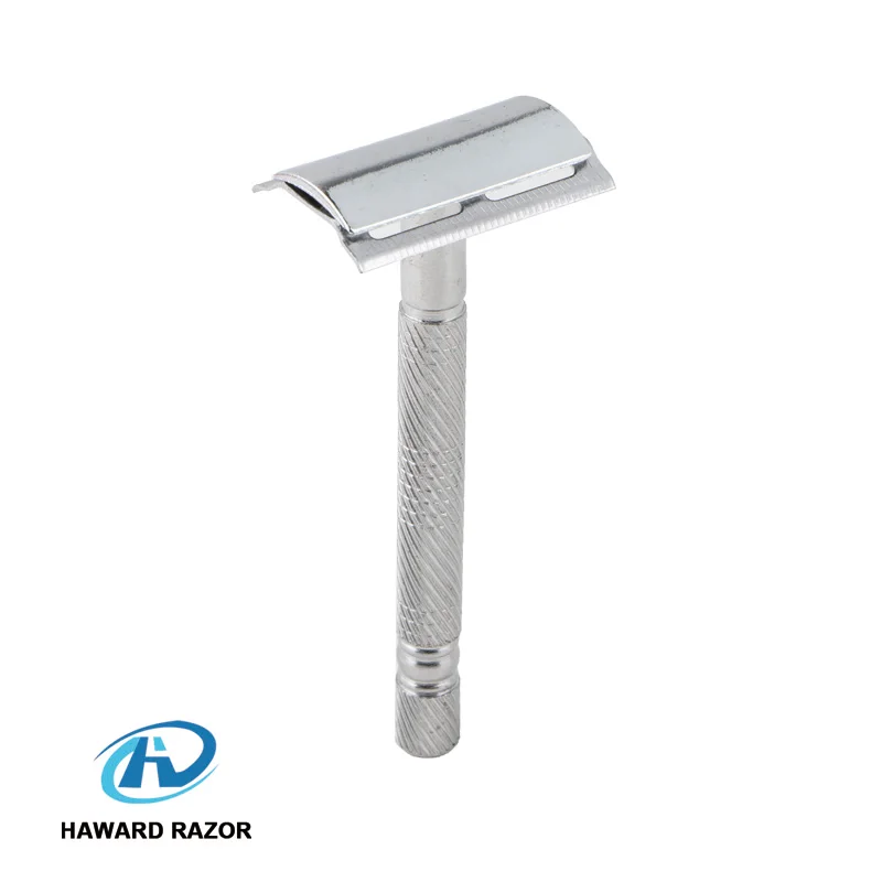 D647 customized logo acceptable sliver metal handle safety razor