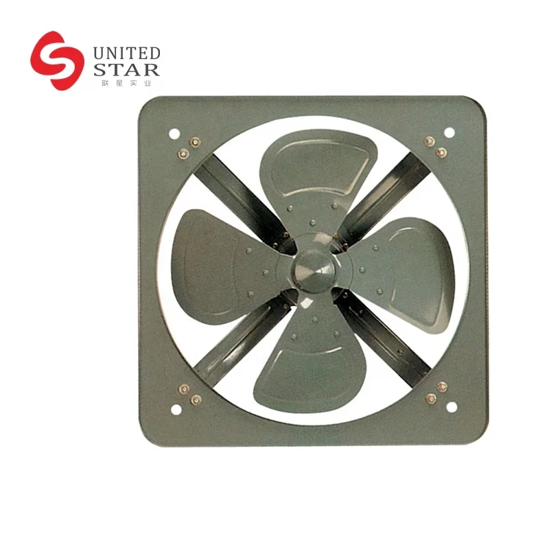 Wall Mounted Smoking Room or Kitchen Exhaust Fan 220V 24 Inch Black Electric Metal Industry 3 Iron Blades Copper Motor 1 Speed