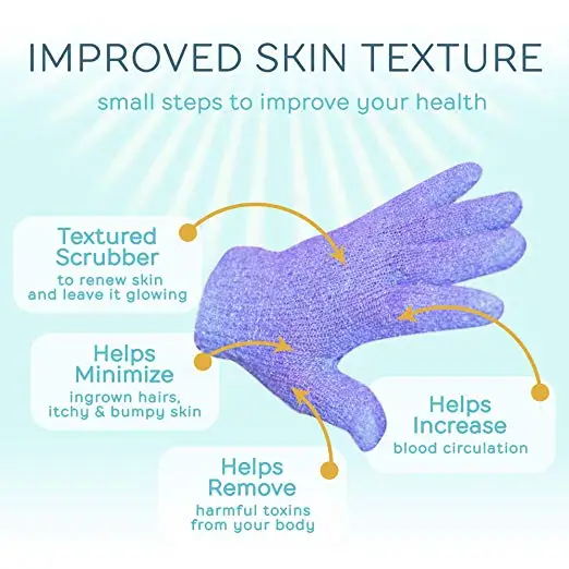 Exfoliating Gloves - 4 Pairs Full Body Scrub - Shower or Bath Spa Exfoliation Accessories For Men and Women - Scrubs Away Dead