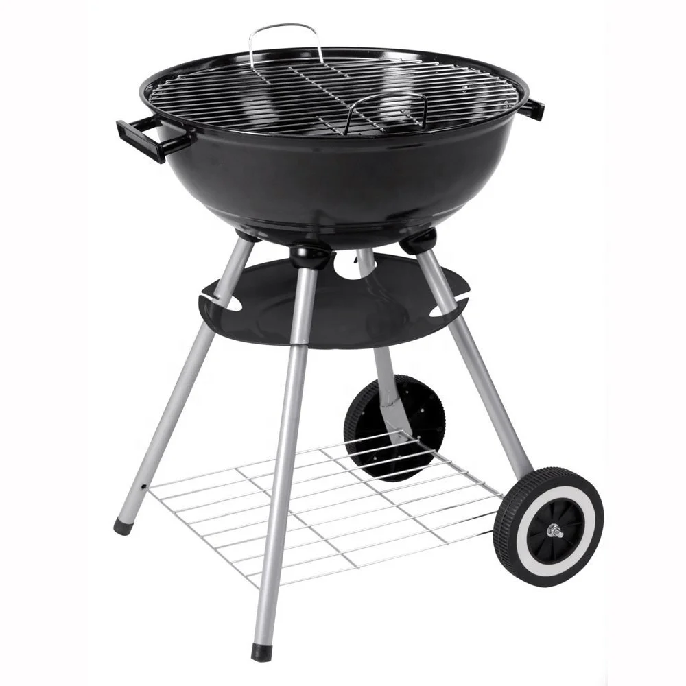 Round Patio Grill Black Enamel Kettle Charcoal Barbecue Grill