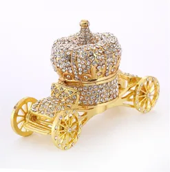 Crystal Rhinestone Gold Crown Car Shaped Fashion Metal Crown carriage Jewelry