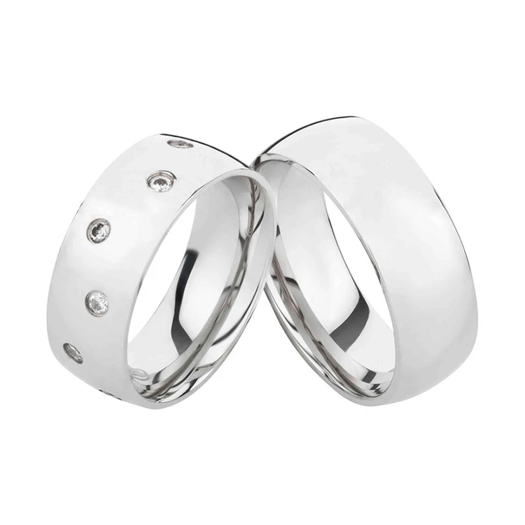 
High quality silver high polished men women custom wedding bands wholesale 