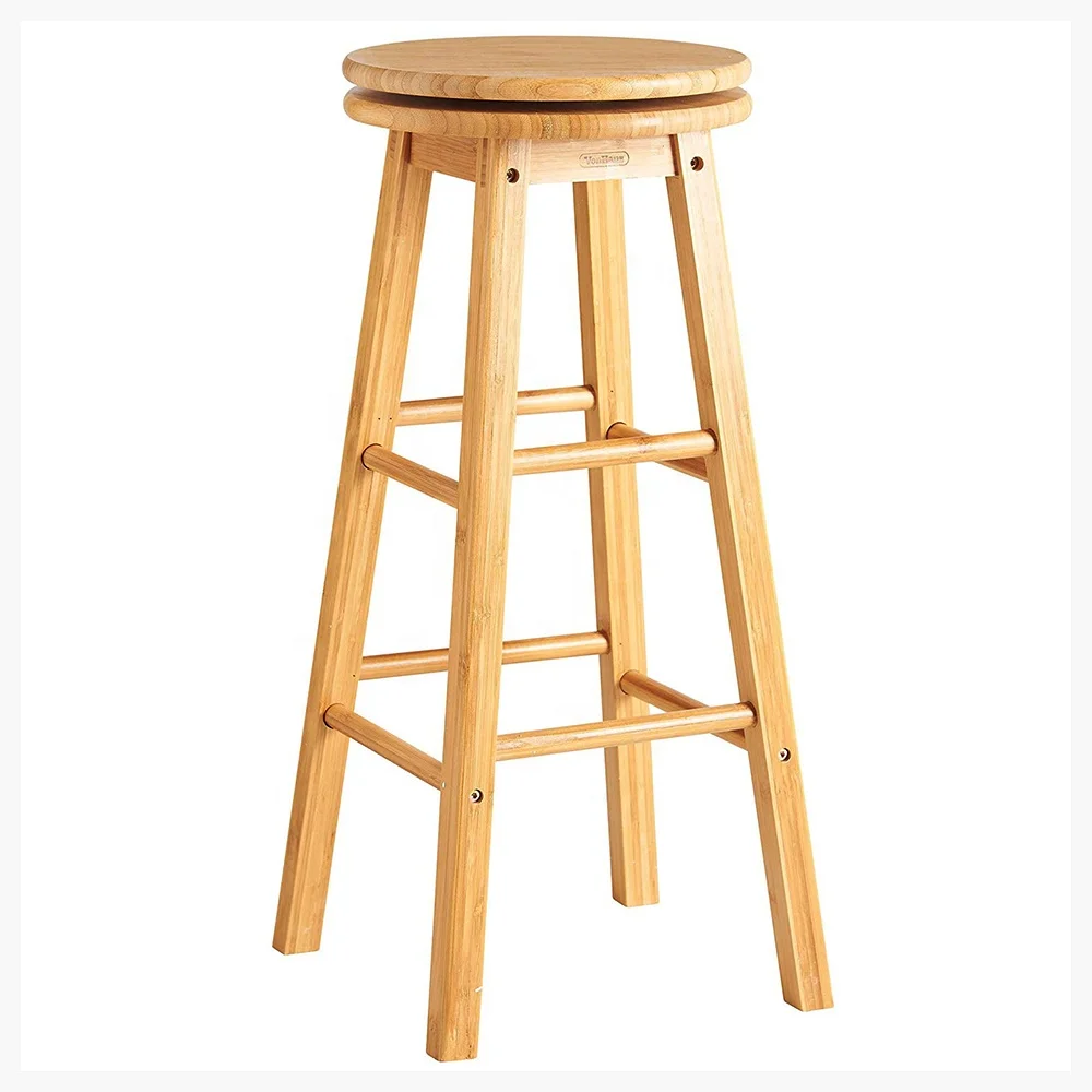 
organic bamboo bar stool, wooden revolving swivel chair wholesale 