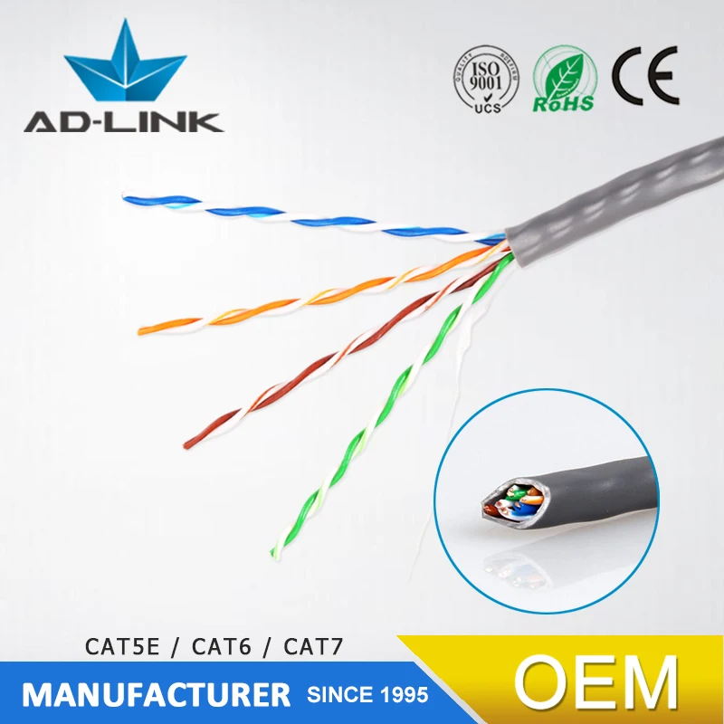 
 2pr telephone cable cat5e high speed lan cable CCA coper 500m  