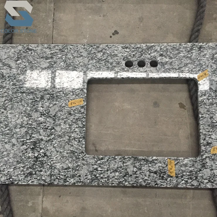 Natural Stone Sea Wave Flower Grey Granite Bar Top Kitchen Countertops Worktops Island Table