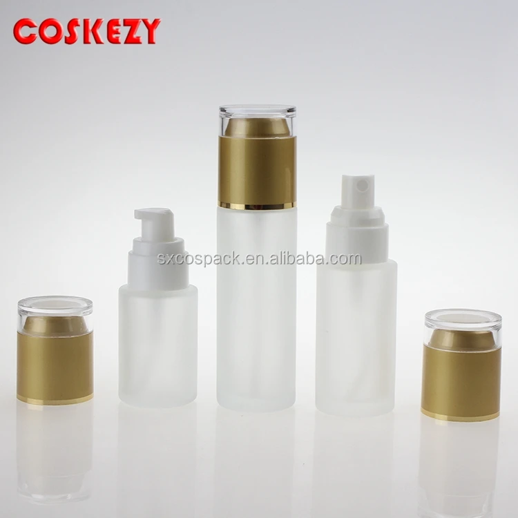 China factory frosted glass skin care packaging, 40ml glass spray pump bottles