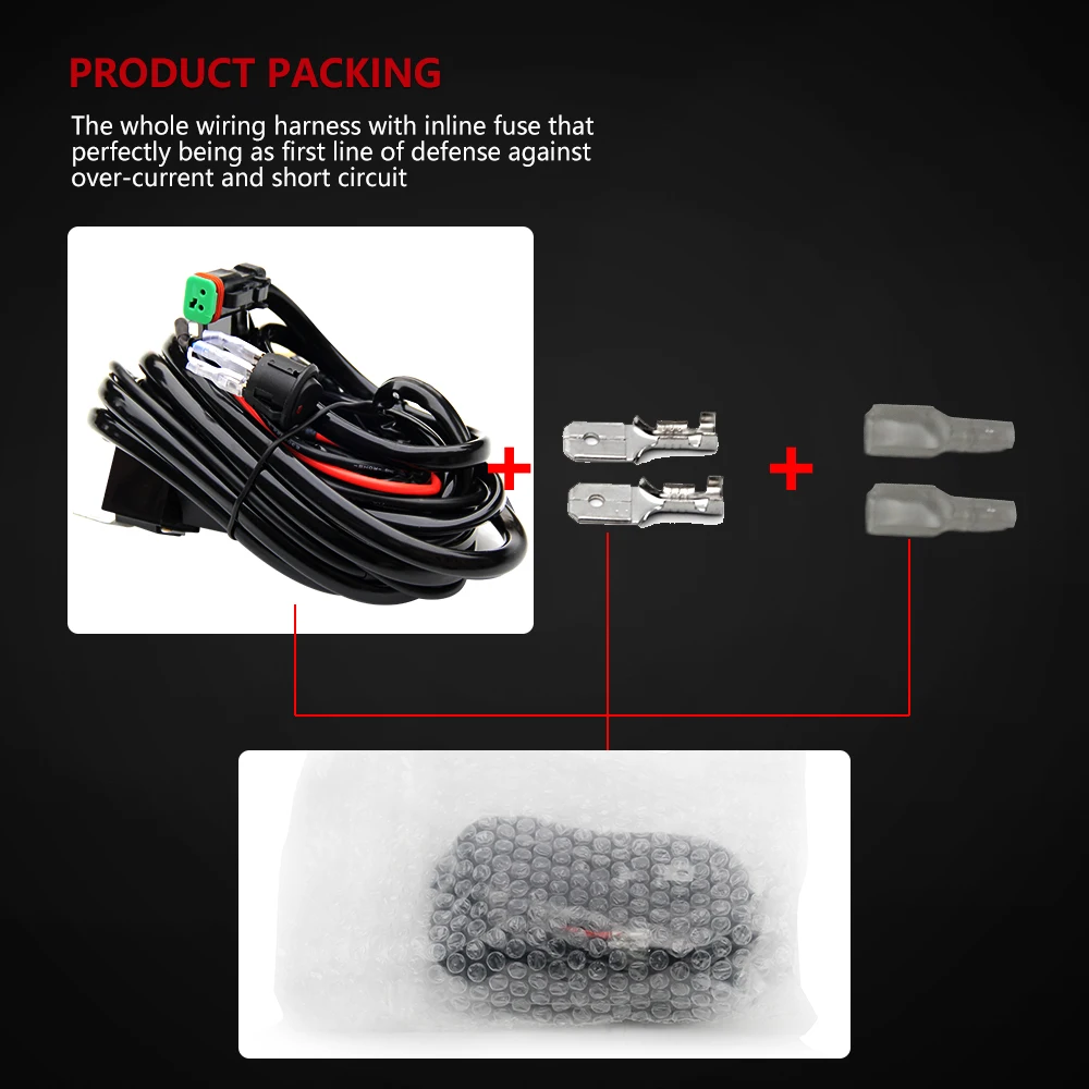 Auto lighting system cables for led light bar wiring harness