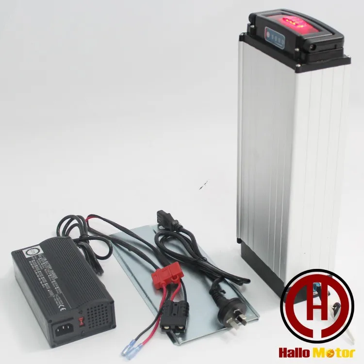 Hallomotor 48V 21AH powerful lithium-ion battery Samsung Cell (NCR18650PF), in black aluminum case, BMS, 2A charging