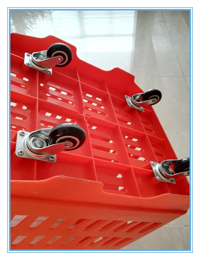 
68L large capacity plastic shopping basket with wheels 