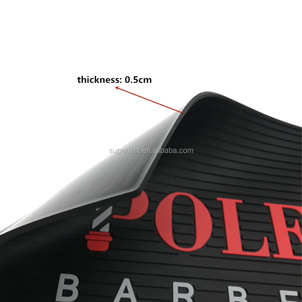 Custom design non-slip pvc rubber barber station mats barber accessories