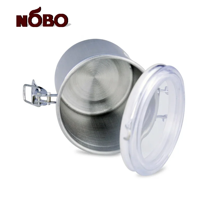 Kitchen Accessories Metal food Storage container Stainless Steel Air tight tea coffee Canister Sets with Clear Acrylic Lid