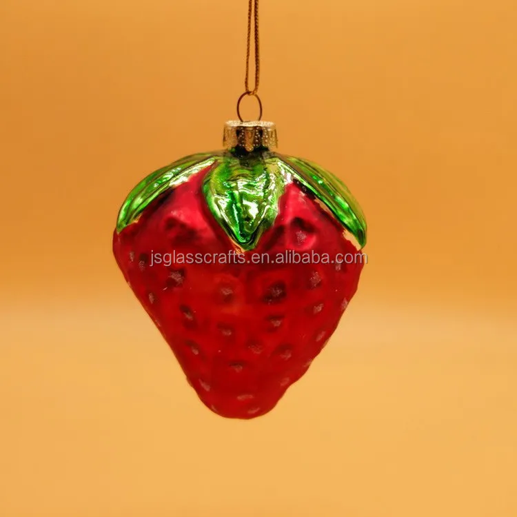 
glass christmas ornament strawberry 80*68*39 mm,glass fruit ornament,christmas tree decoration 