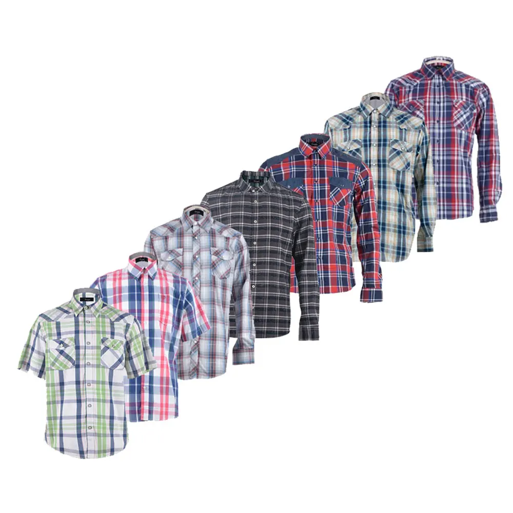 Top quality different kinds design 100% cotton check long sleeve man apparel shirt
