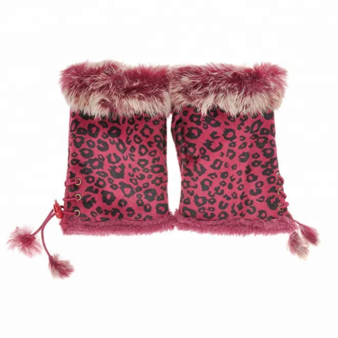 2018 зимняя грелка для рук из кроличьего меха кожаные женские замшевые варежки без пальцев женские зимние перчатки на запястье